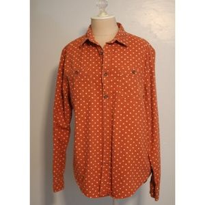 Orange Polka Dot Button Down Shirt Size Medium